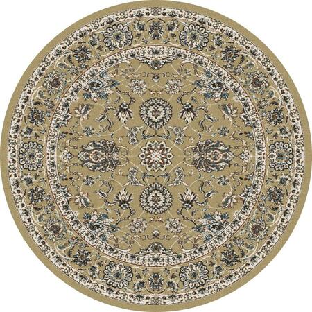ART CARPET 5 Ft. Arabella Collection Traditional Border Woven Round Area Rug, Beige 841864102380